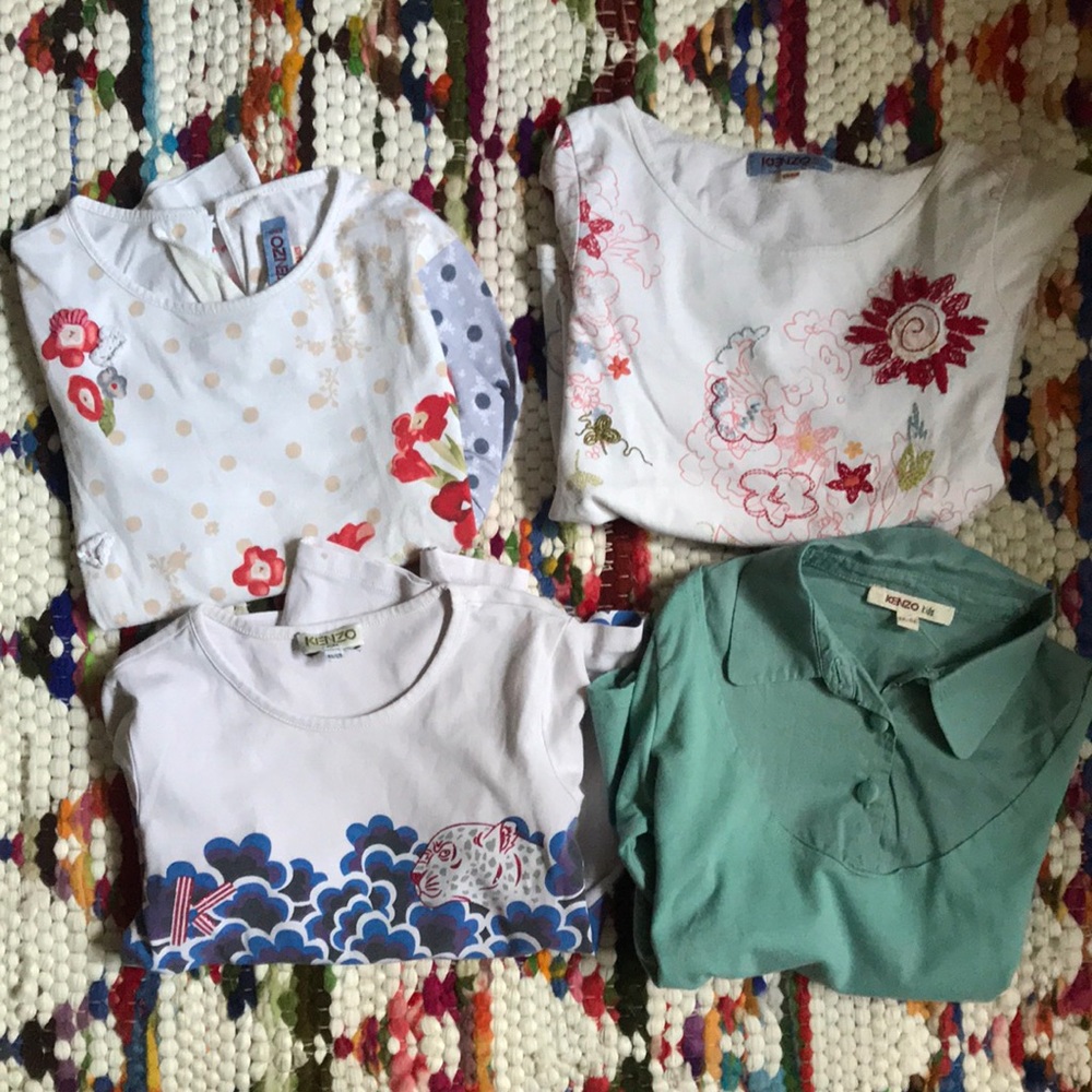 Vintage Kenzo Kids Long Sleeve Shirts Set of 4 8A